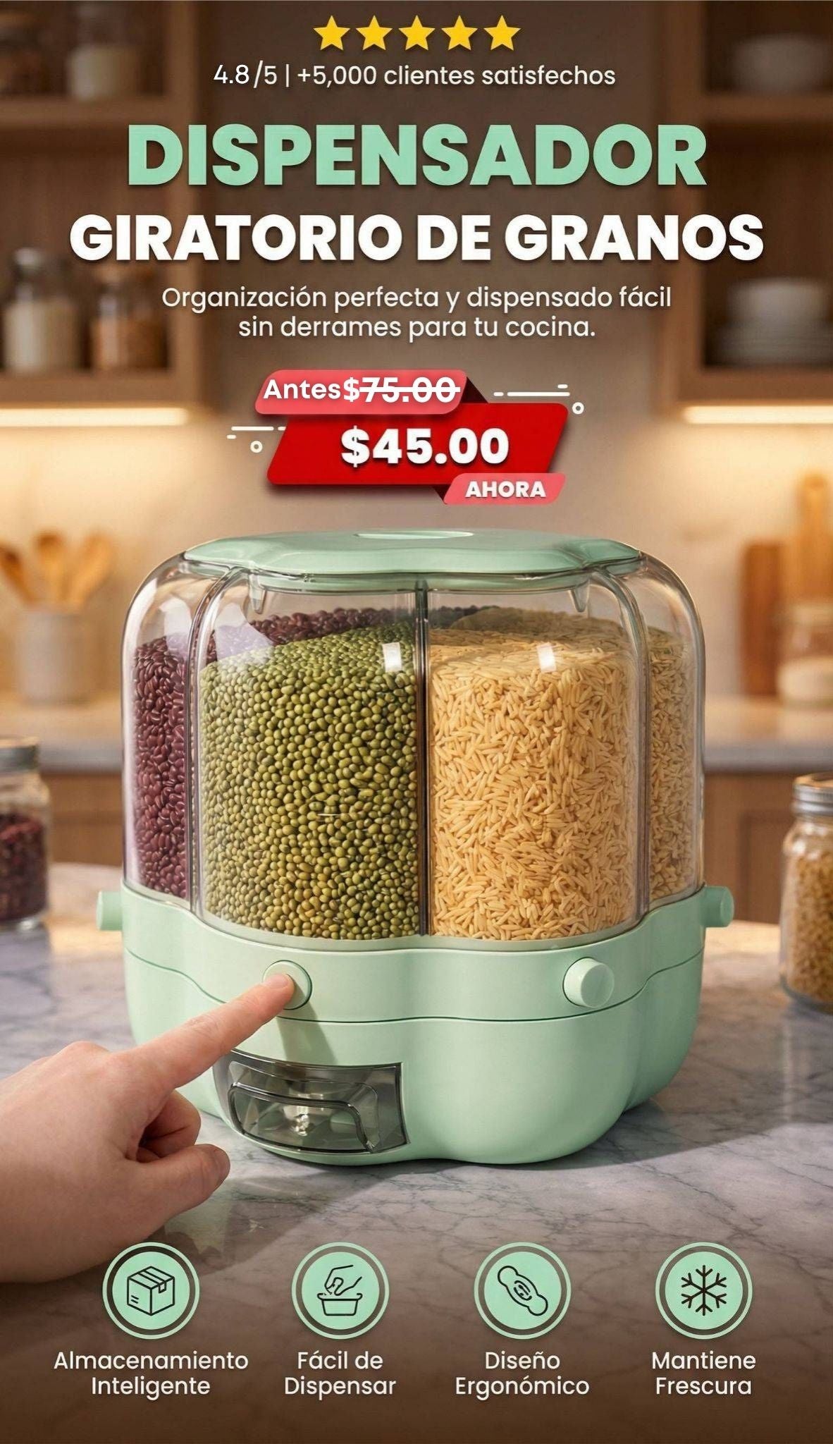 Dispensador de Granos Giratorio 360°